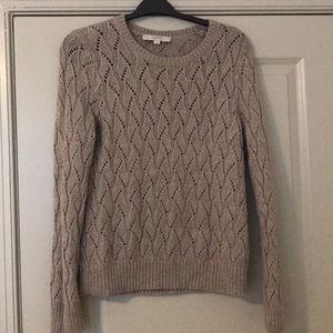 Tan LOFT Cable Knit Sweater